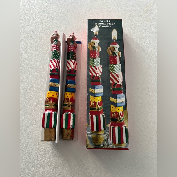 Giftco Other - Vintage Giftco - Set of 2 Christmas Bears Wax Holiday Teddy Candles 7"
Taper